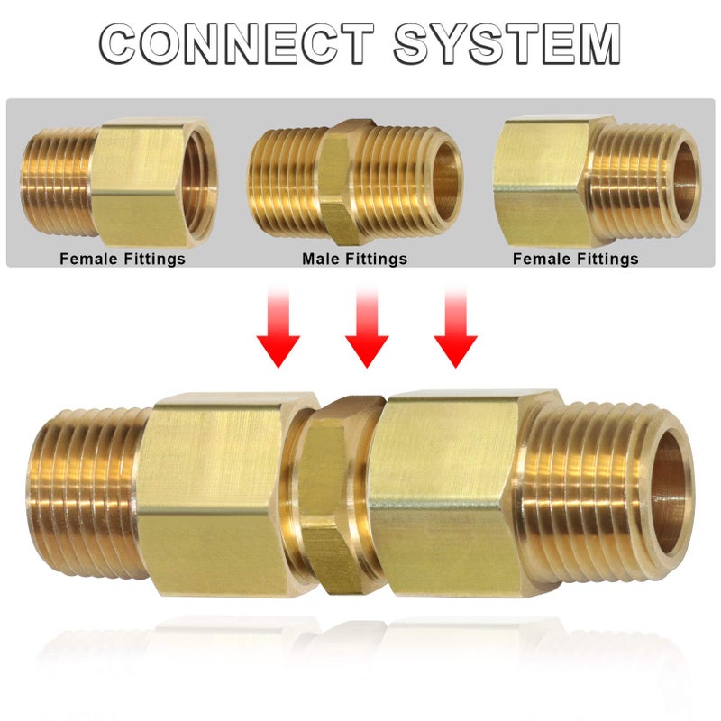 KOOTANS 1/2 NPT x 1/2 NPT Male Solid Brass Hex Nipples, Heavy Brass Pipe Adapter Fittings Equal Nipples Connectors 4Pieces - Image 5